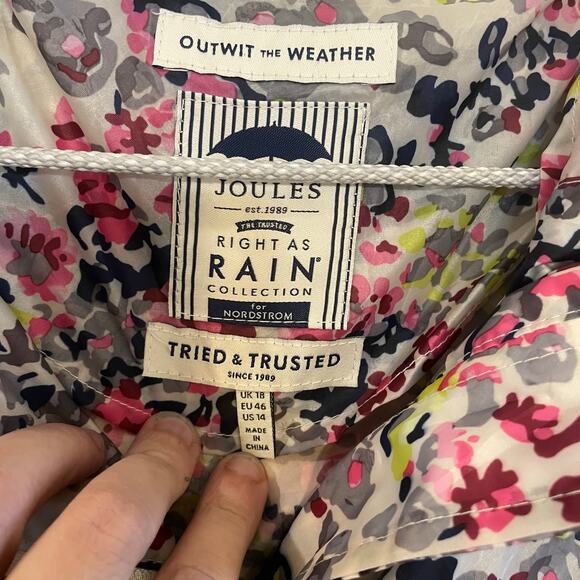Joules Right As Rain Floral Print Rain Jacket Women’s size US 14 - Picture 4 of 15